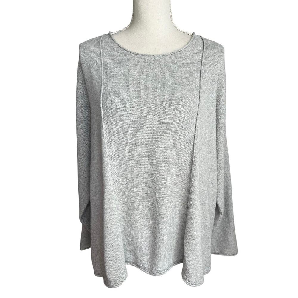 Pure Jill Light Gray Knit Sweater size large casual comfort relaxed neutral